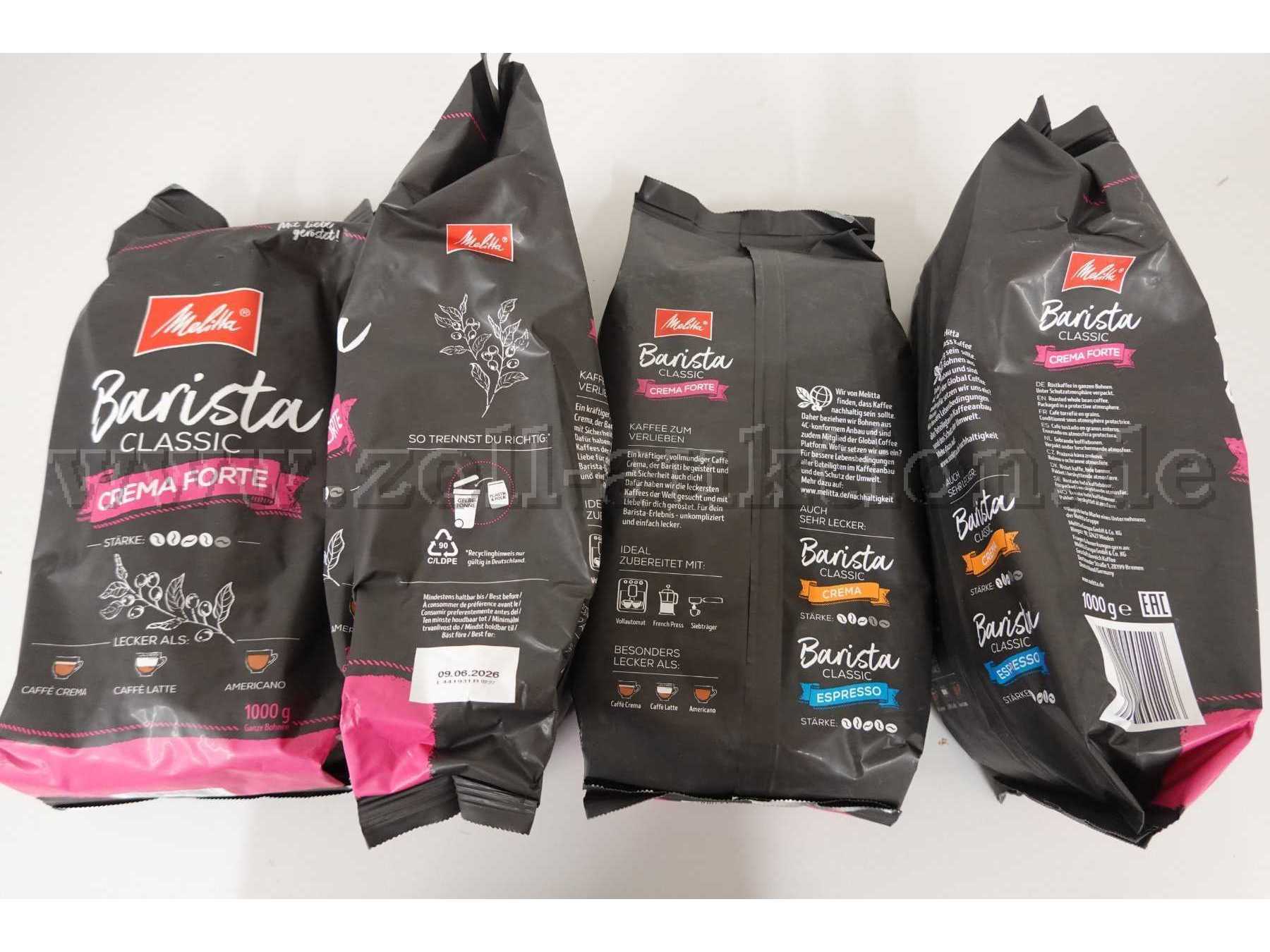 4 Pakete Kaffeebohnen Melitta Barista Classic Crema Forte á 1 Kg, ovp.
MHD 09.06.2026