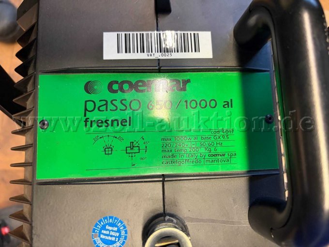 Coemar Passo 650/1000 al fresnel, Typenschild