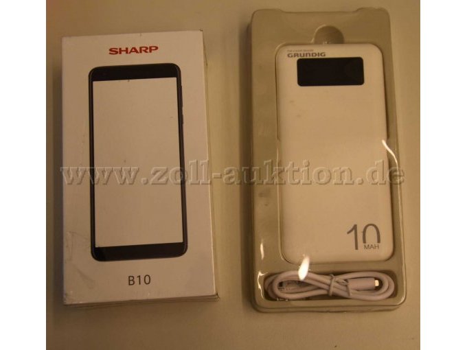 1 Smartphone „Sharp“ B10 und Powerbank “Grundig” Model: HH-1014-L