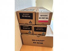 4 Tonerkartuschen Sharp MX-61GT-BA,  Tonerbehälter Sharp MX-601HB
