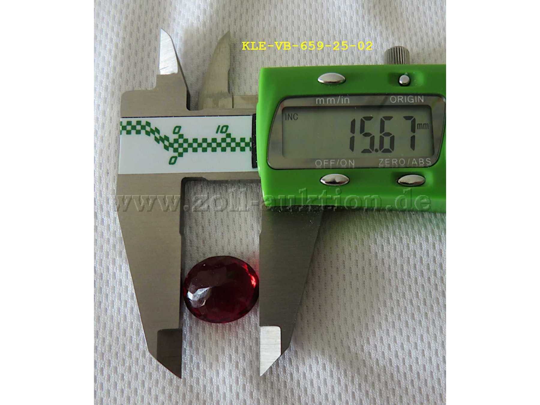 Durchmesser  synthetischer Edelstein Nr. 2 rot