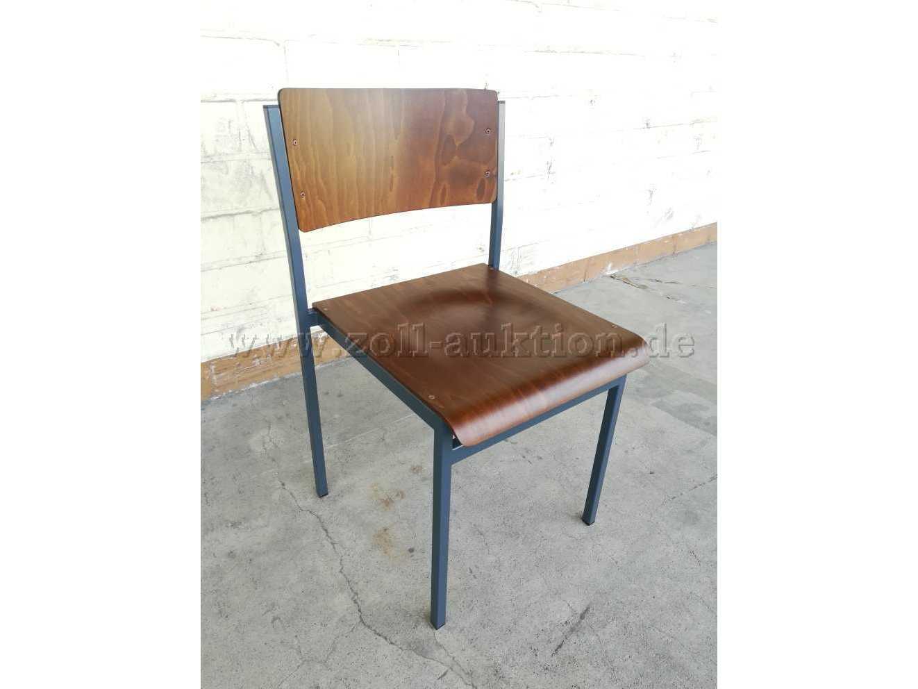 Holzstuhl, mit Stahlgestell