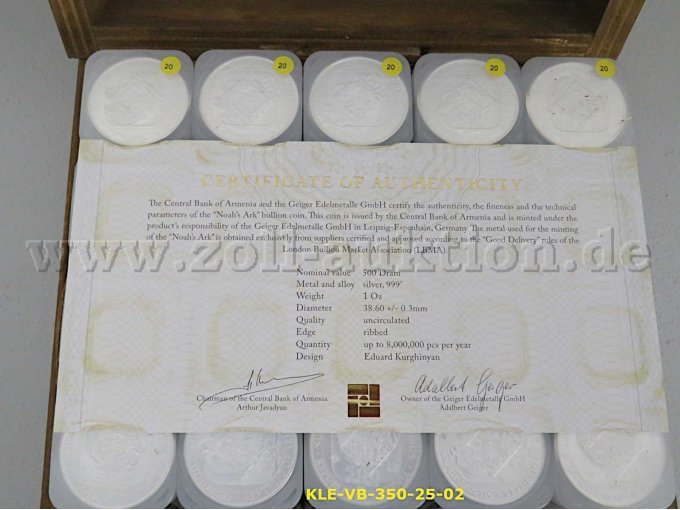 500 Silbermünzen der Serie Arche Noah