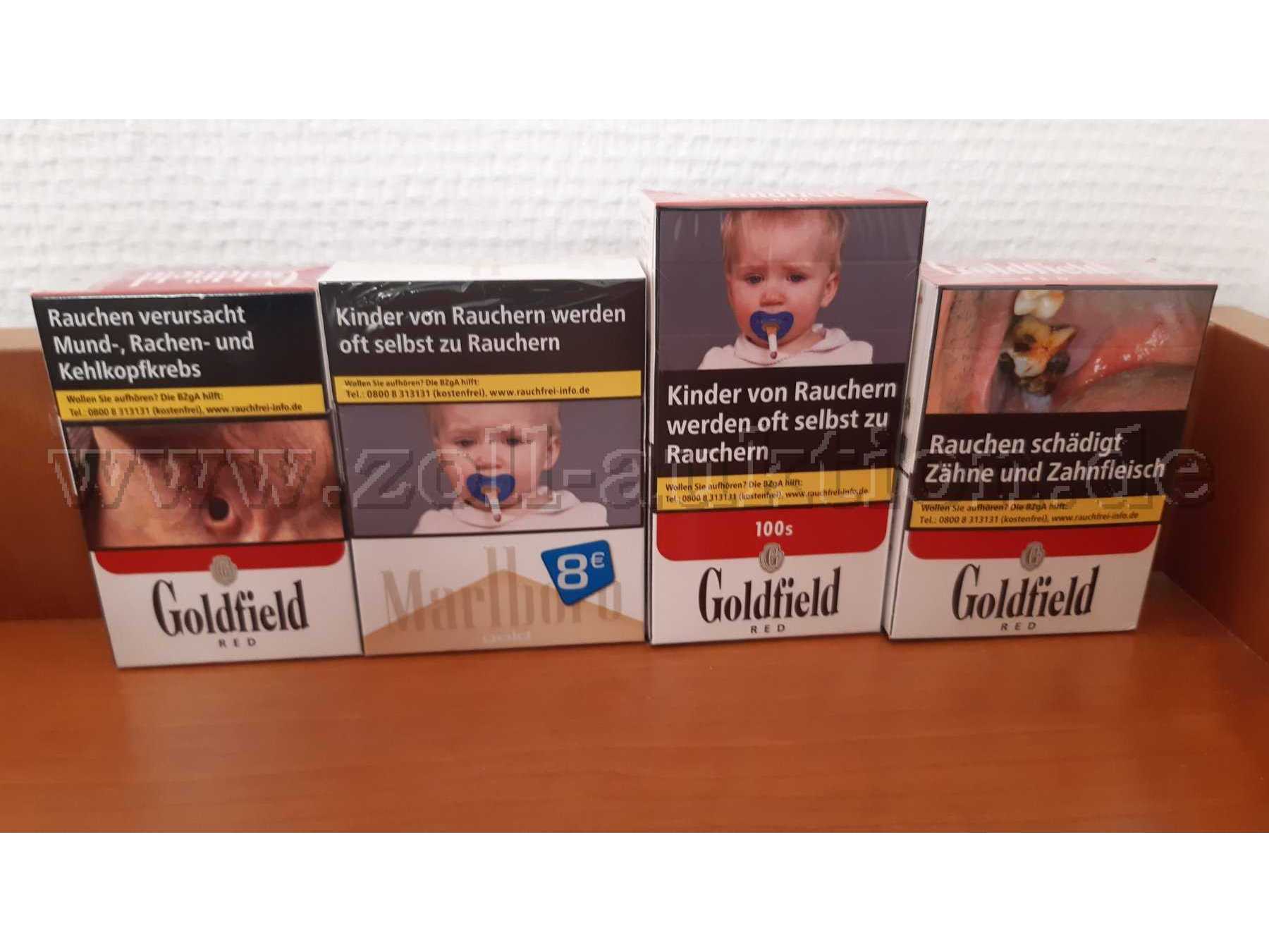 Konvolutbild der Zigarettenschachteln  Goldfield RED und Marlboro