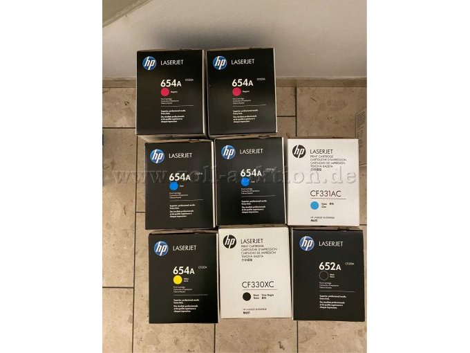 Toner: 654A (Magenta) & 654A (Cyan) & CF331AC (Cyan) & 654A (Yellow) & CF330XC (Black) & 652A (Black)