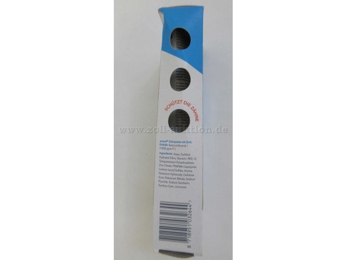 Packung Zahnpasta Aronal und Elmex Inhaltsstoffe