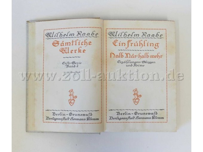 5 Bände - Wilhelm Raabe Sämtliche Werke Erste Serie (Band 2-6) – foto 7 – kavel bij Zoll-Auktion, Dresden