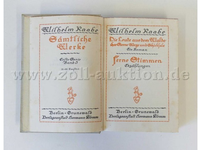 5 Bände - Wilhelm Raabe Sämtliche Werke Erste Serie (Band 2-6) – foto 11 – kavel bij Zoll-Auktion, Dresden