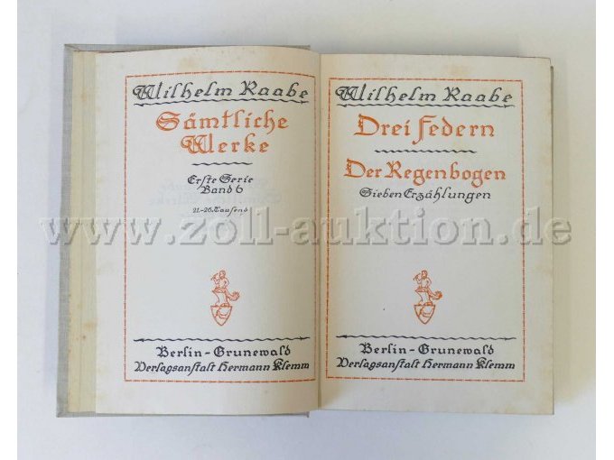 5 Bände - Wilhelm Raabe Sämtliche Werke Erste Serie (Band 2-6) – foto 13 – kavel bij Zoll-Auktion, Dresden