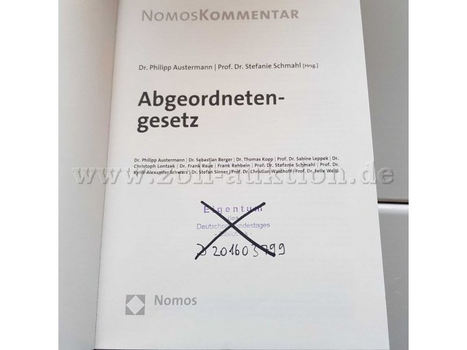 Abgeordnetengesetz - Haupttitelseite