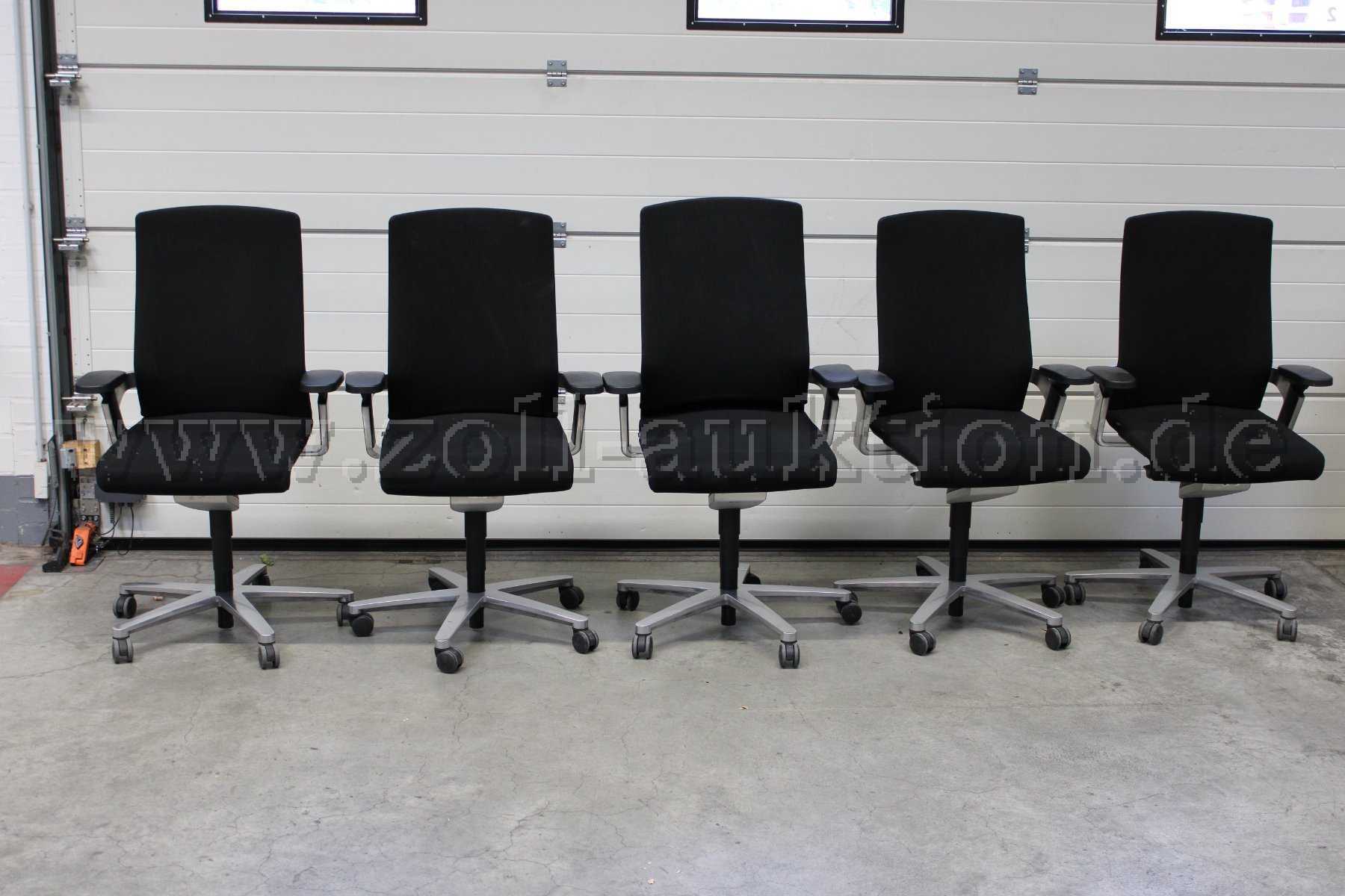 5 otočných kancelářských židlí Wilkhahn, model ON, textil, černá, použité