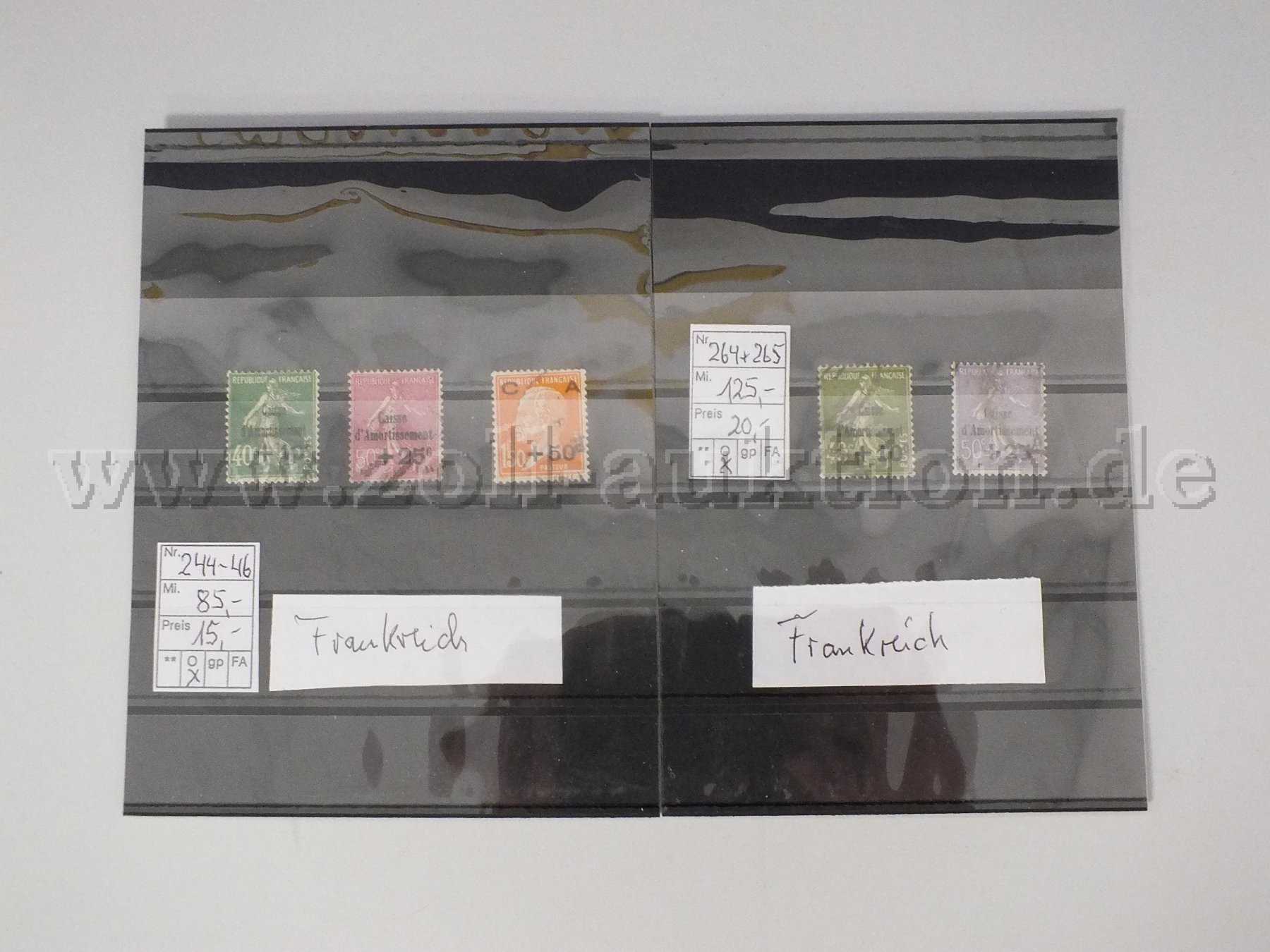 Gesamtansicht der Auktionsware der Briefmarken "Frankreich"