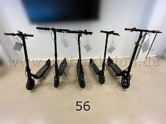 Übersicht Konvolut (von links nach rechts): Dreimal Ninebot/Segway- Kickscooter Max, Max G2 und E2Pro - Mi.com und Telefunken