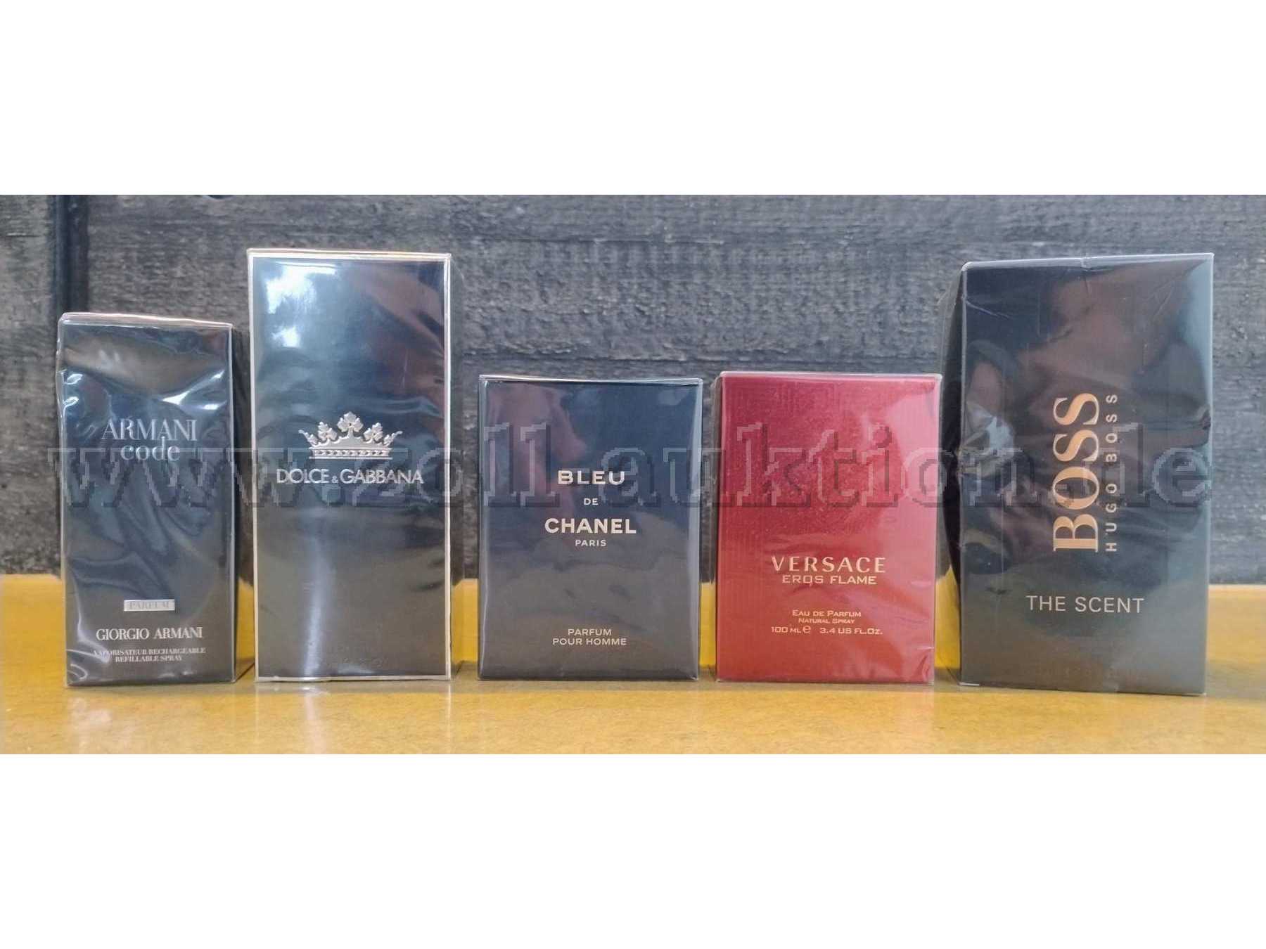 Parfümpaket, fünf Stück, Armani, Dolce&Gabana, Chanel, Versace & Boss
