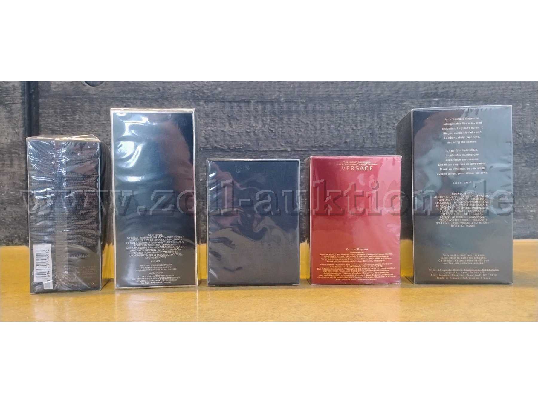 Parfümpaket, fünf Stück, Armani, Dolce&Gabana, Chanel, Versace & Boss