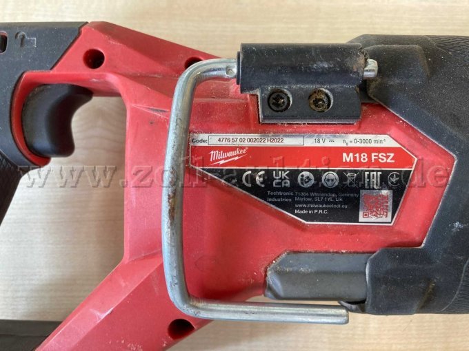 Milwaukee Akku-Säbelsäge, M18 FSZ Typenschild