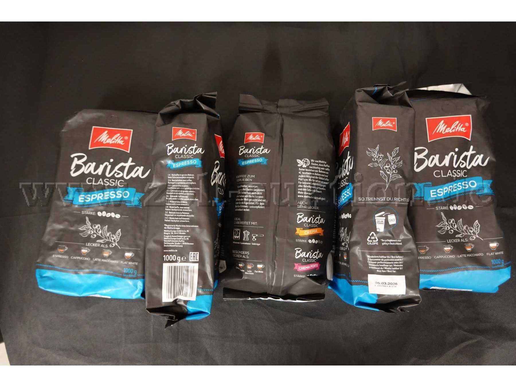 5 Pakete Kaffeebohnen Melitta Barista Classic Espresso á 1 Kg, ovp. MHD 05.03.2026