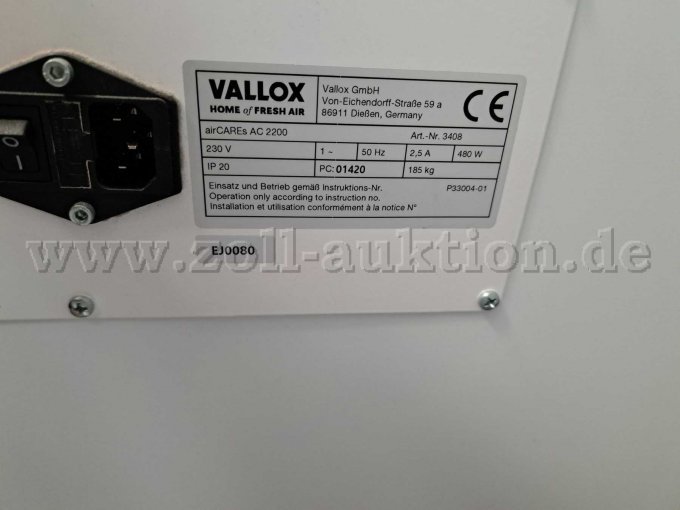 5 Vallox airCare stationair AC 2200 met HEPA 14-filter (luchtreinigers) – foto 4 – kavel bij Zoll-Auktion, Regenstauf
