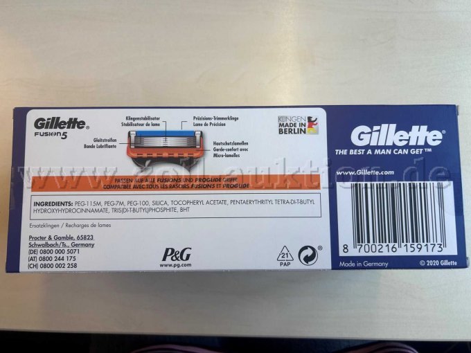 Rückseite der Verpackung