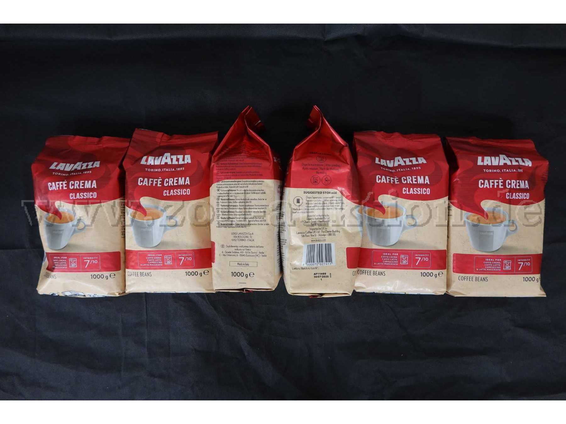 6 Beutel Kaffeebohnen Lavazza Caffe Crema Classico MHD 30.07.2025