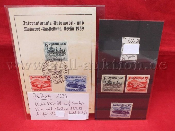 Gesamtansicht der Briefmarken
Michel Katalog Nr. 686-88 und Nr. 686-8