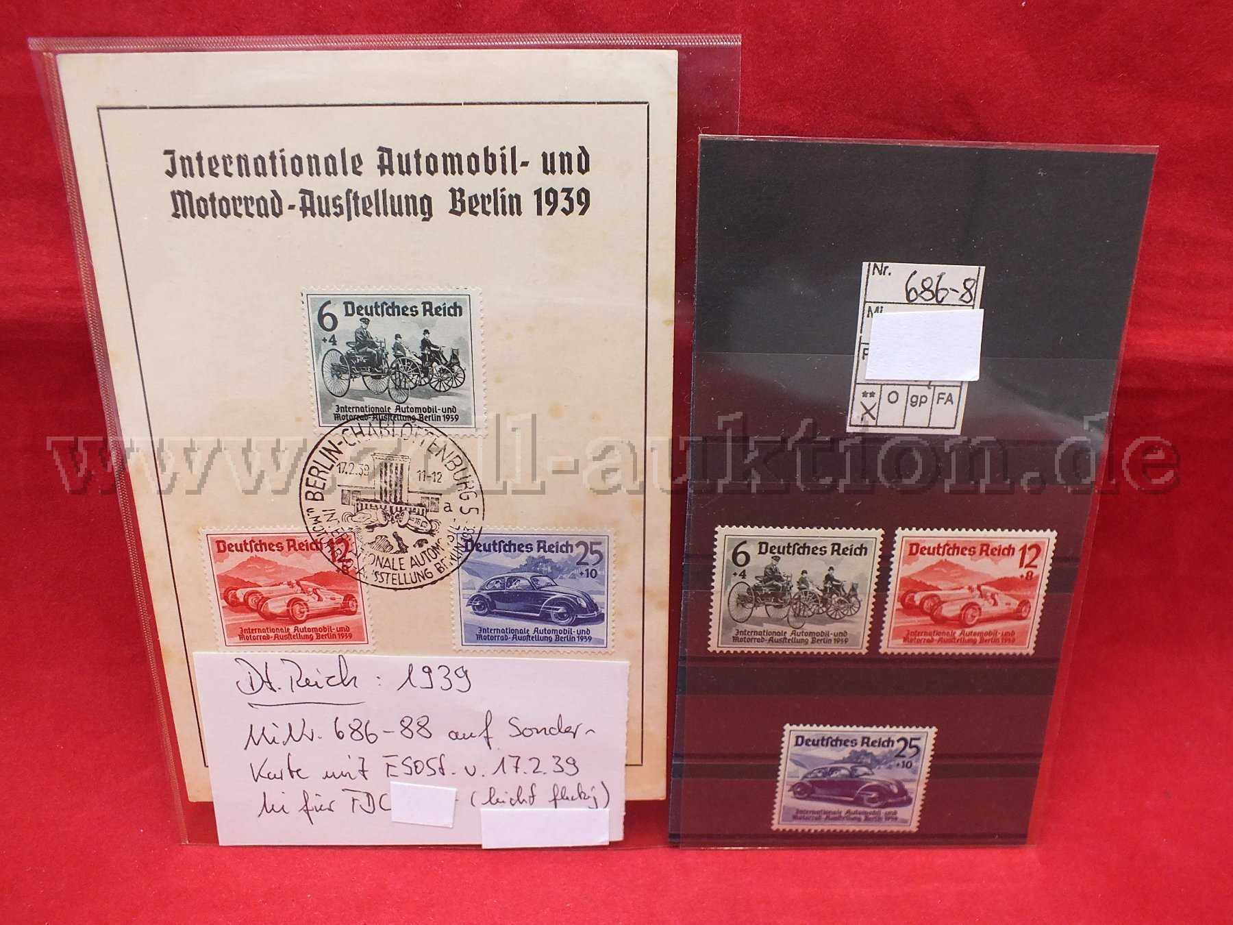 Gesamtansicht der Briefmarken
Michel Katalog Nr. 686-88 und Nr. 686-8