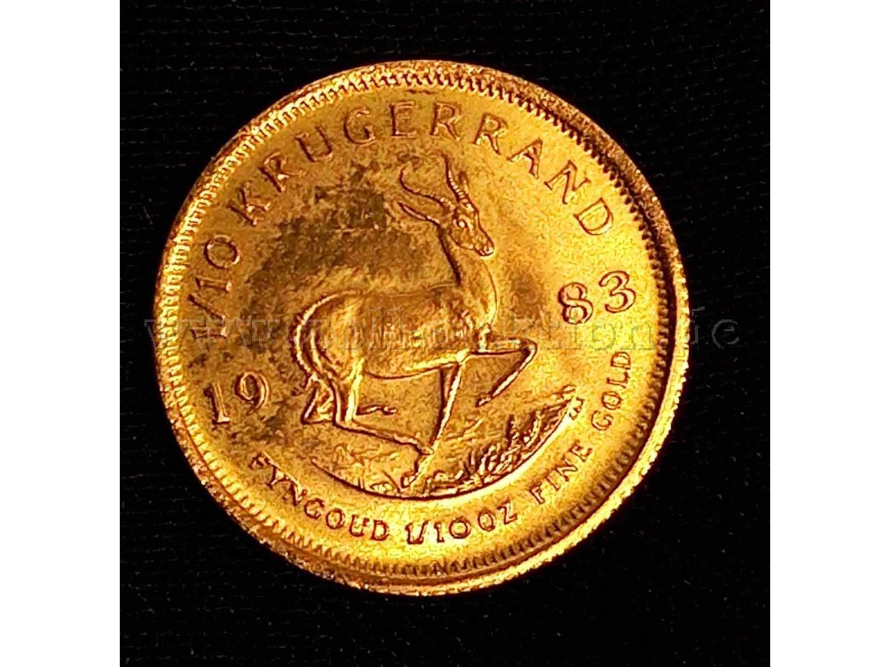 Münze von unten 1/10 Krügerrand 1983