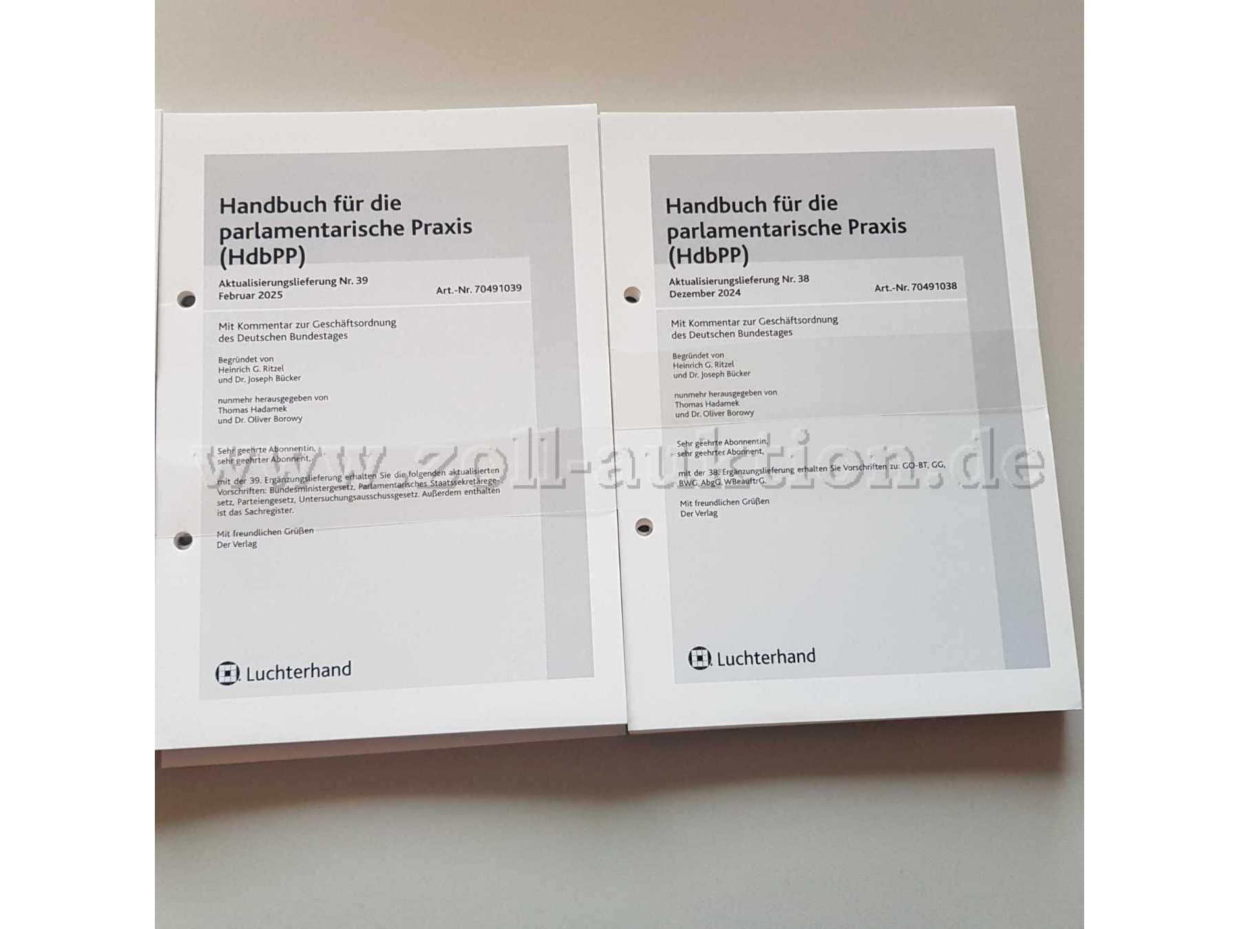 Lose-Blatt-Lieferungen Handbuch für die parlamentarische Praxis (HdbPP) - Beispiele