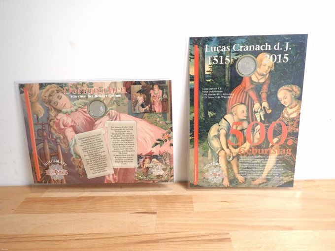 Numisblatt Dornröschen & Lucas Cranach d. J., jeweils mit Erläuterung