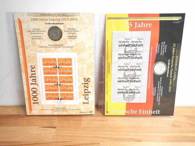 Numisblatt "1000 Jahre Leipzig" & "25 Jahre Deutsche Einheit"