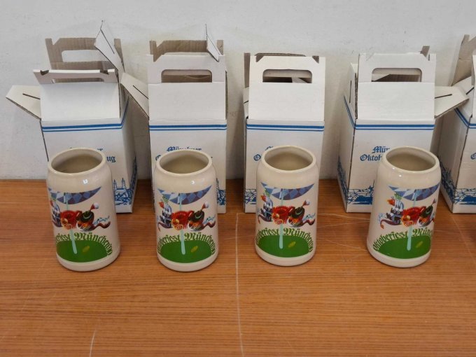6 Oktoberfest-pullen zonder tinnen deksel, jaarpullen uit 1990, fabrikant: Rastal – foto 4 – kavel bij Zoll-Auktion, München