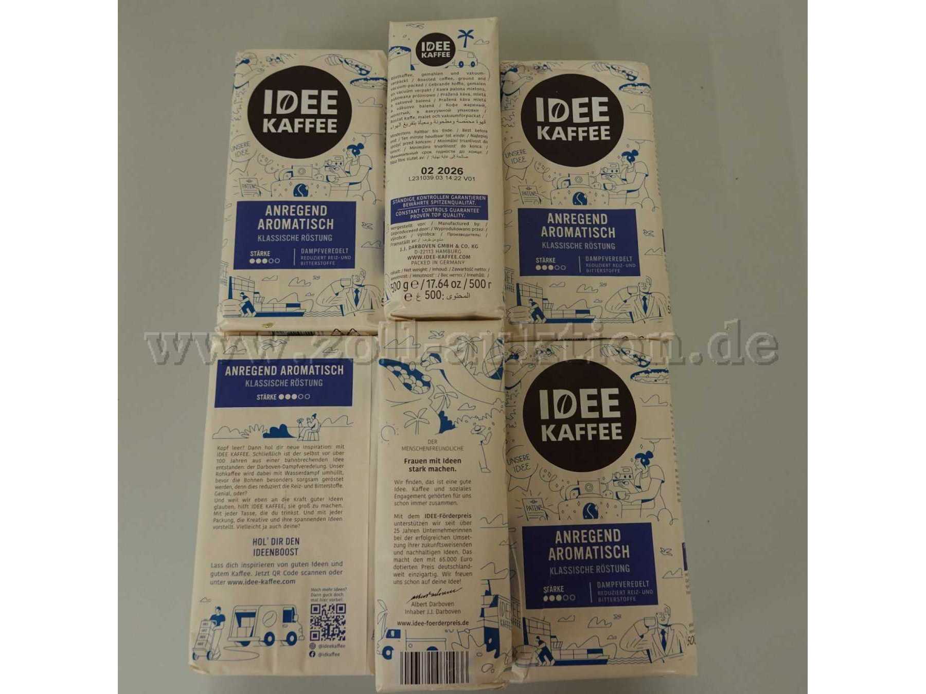 6 Pakete Idee Kaffee gemahlen á 500g, Originalware; MHD: 02/2026