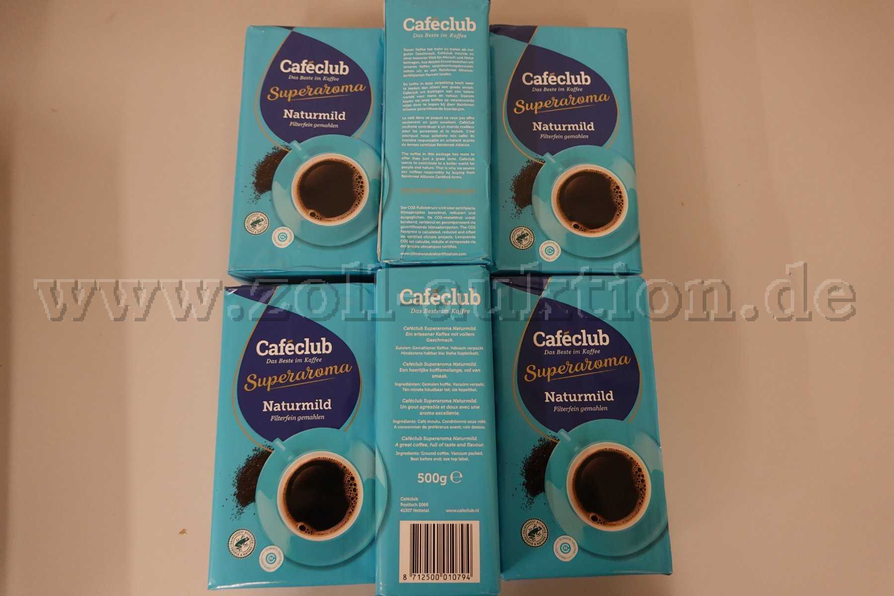 6 paczek kawy Cafeclub Superaroma Naturmild, mielonej, 500g każda, oryginalne opakowanie