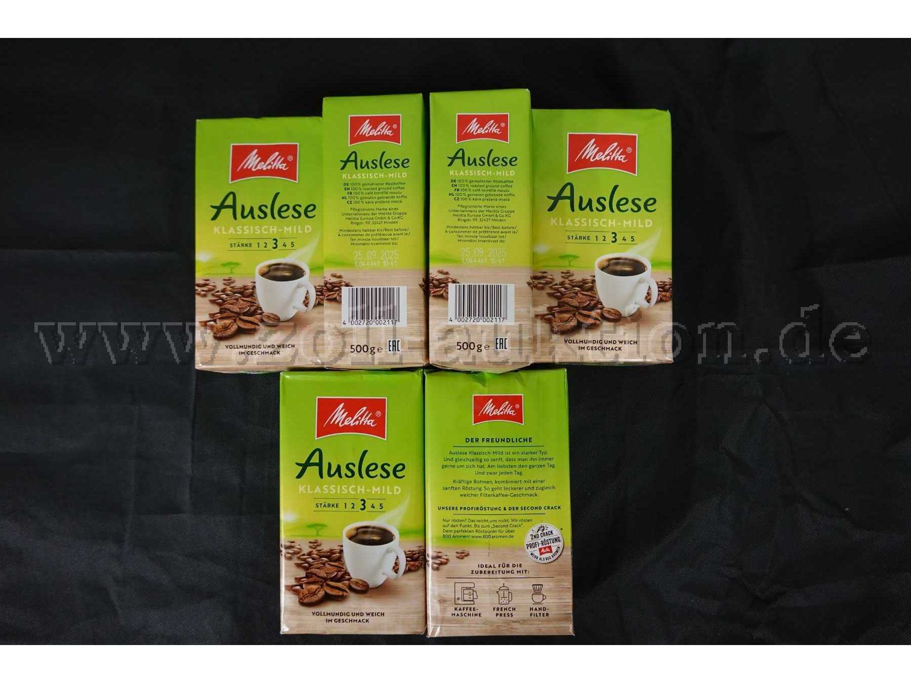 6 Pakete Kaffee Melitta Auslese Klassisch mild. MHD 25.09.2025