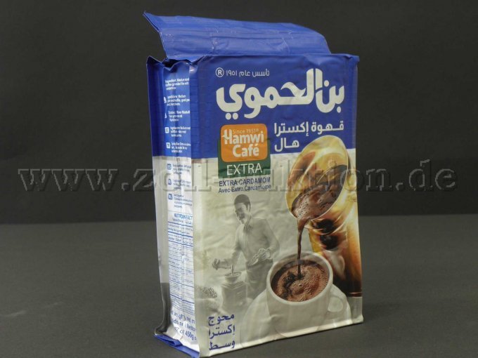 Kaffee Hamwi Extra Kardamom a 450g leicht seitliche Ansicht