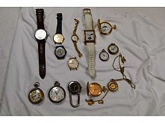 6 gebrauchte Armbanduhren und 8 gebrauchte Taschenuhren