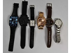 6 gebrauchte Uhren der Hersteller „Tommy Hilfiger“, „Fossil“ u.w.