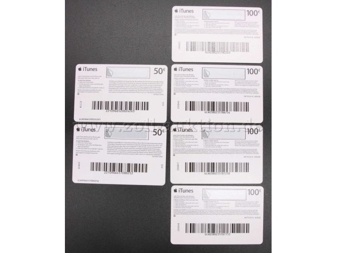 Frontansicht der gesamten iTunes-Karten