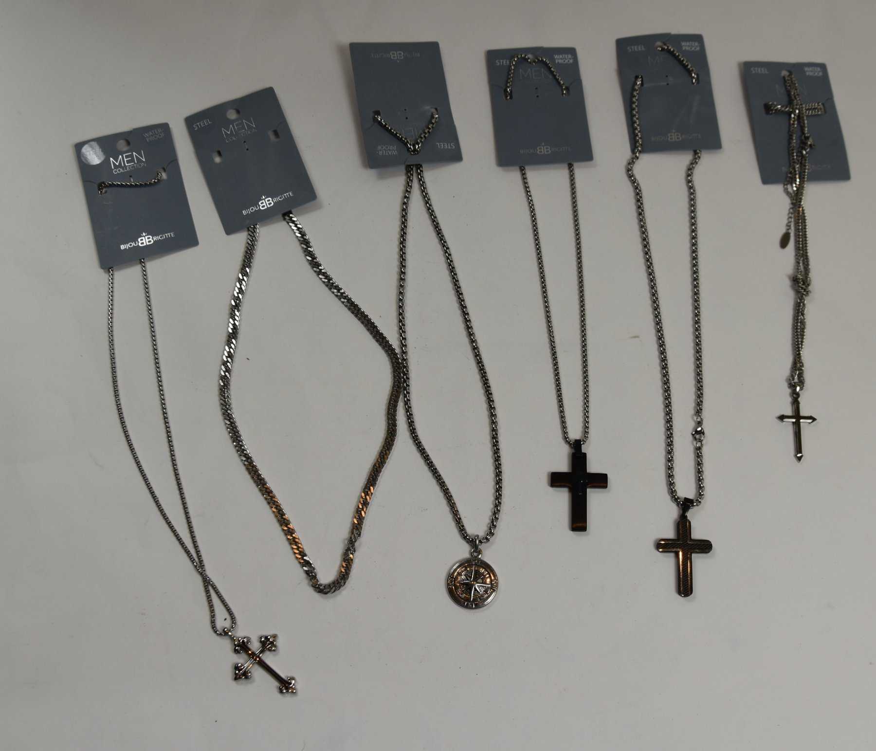 6 colliers en acier inoxydable différents « Bijou Brigitte »