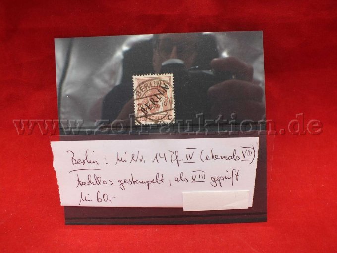 Detailaufnahme der Briefmarke
14Pf. IV (ehemals VIII)