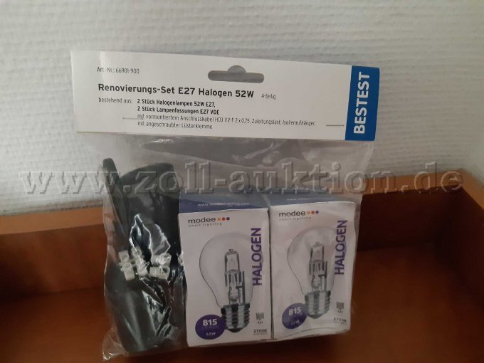 Renovierungsset E27
bestehend aus 2 Halogenbirnen und 2 Lampenfassungen E27