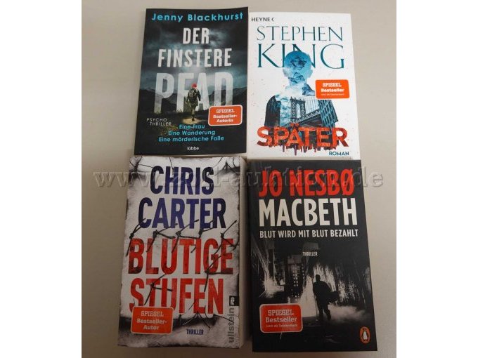 Konvolut aus 7 Büchern, Krimi und Thriller,
hier: Teilansicht von 4 Büchern