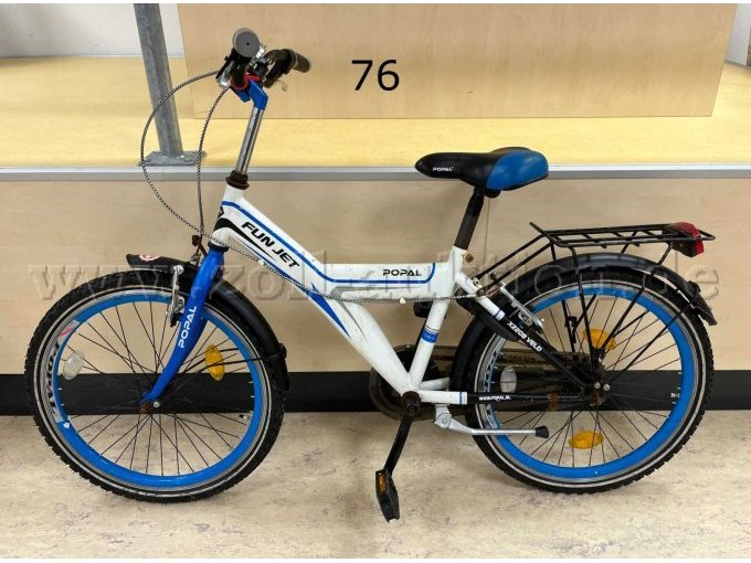 1 Kinder-Fahrrad von Popal "Fun Jet X2208 Velo", matt-blau-weiß, 24 Zoll, ohne Gangschaltung, Rahmenhöhe ca. 35 cm.