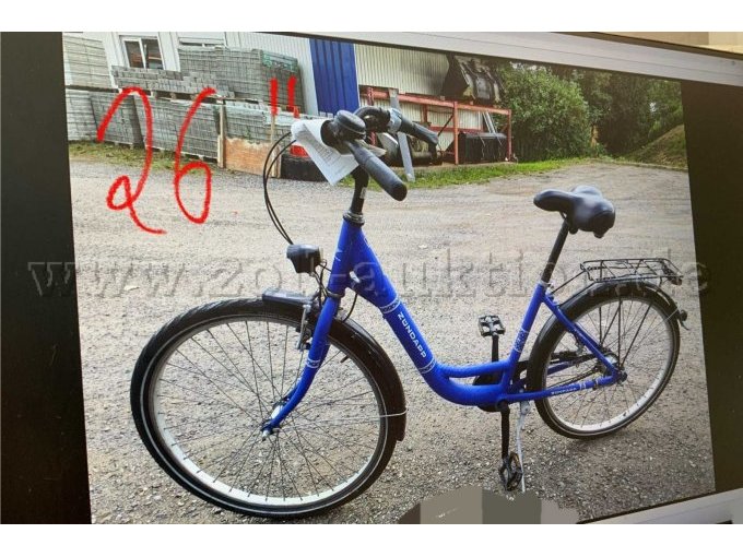 Damenrad, Zündapp: 26 Zoll, Farbe: blau, mit Gangschaltung, Gepäckträger