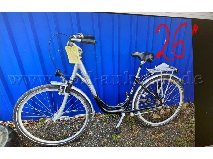 Damenrad, Phil-Roggers: 26 Zoll, Farbe: silber-blau, mit Gangschaltung, Gepäckträger