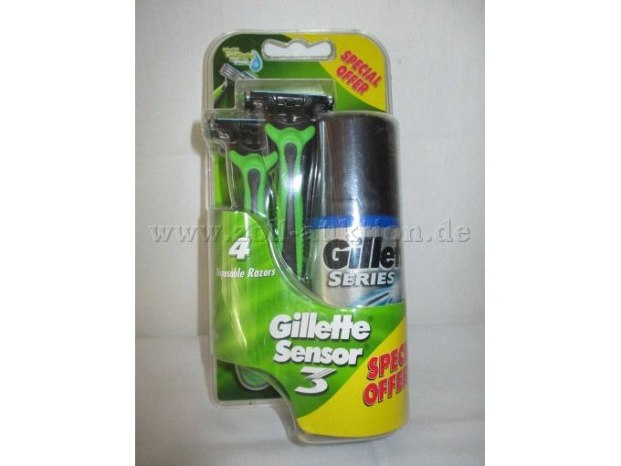 Ansicht Gillette Rasierer Sensor 3 mit Rasierschaum