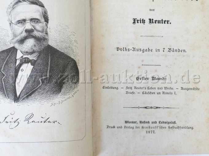 7 antiquarische Bände - Sämtliche Werke von Fritz Reuter, 1877/1878 – foto 7 – kavel bij Zoll-Auktion, Dresden