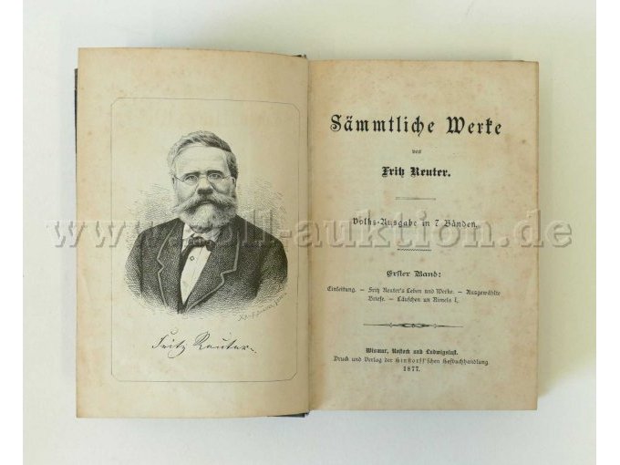 7 antiquarische Bände - Sämtliche Werke von Fritz Reuter, 1877/1878 – foto 6 – kavel bij Zoll-Auktion, Dresden