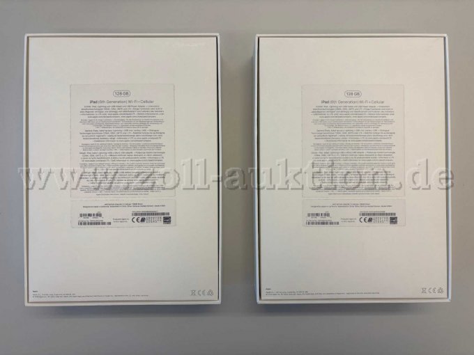 iPad Karton Rückseite
links guter Zustand, 
rechts schlechter Zustand