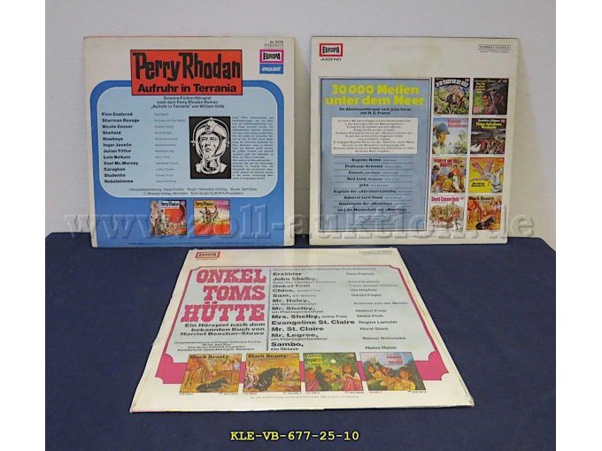 Rückseite Cover Onkel Toms Hütte, Aufruhr in Terrania, 20000 Meilen unter dem Meer